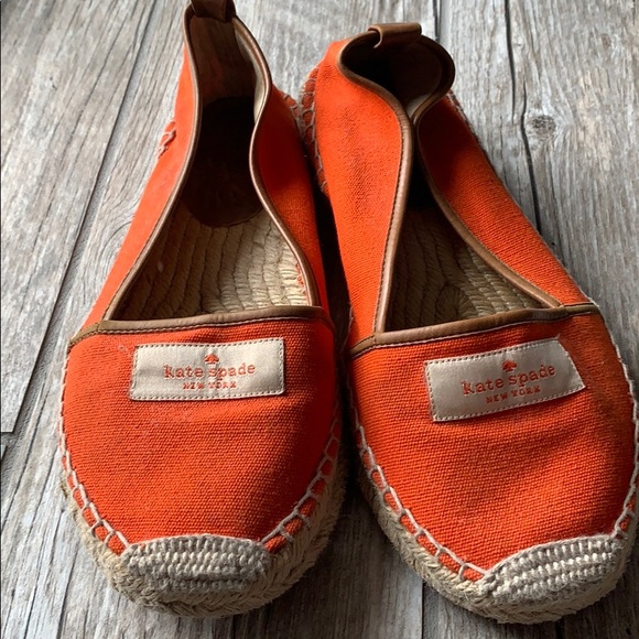 Kate Spade orange canvas and leather espadrilles - Picture 2 of 7